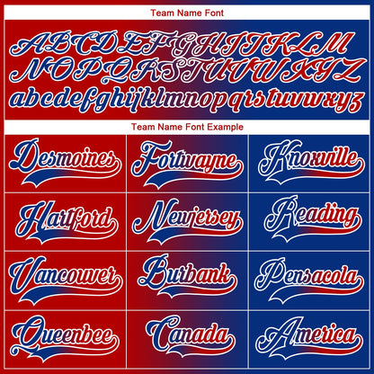 Custom Royal Red-White Gradient Fashion Hockey Lace Neck Jersey