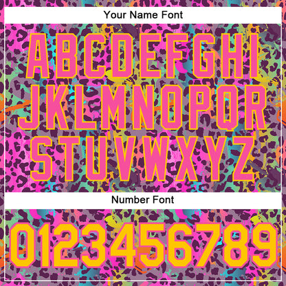 Custom Graffiti Pattern Gold-Pink 3D Colorful Leopard Performance T-Shirt