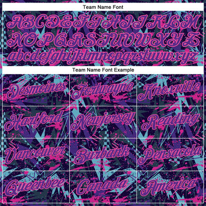 Custom Graffiti Pattern Purple-Pink 3D Creative Geometric Figures And Dots Performance T-Shirt