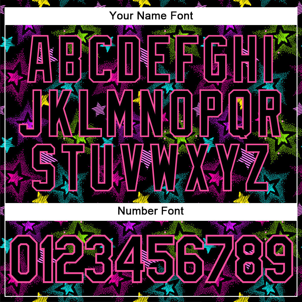 Custom Graffiti Pattern Black-Pink 3D Creative Colorful Stars Performance T-Shirt