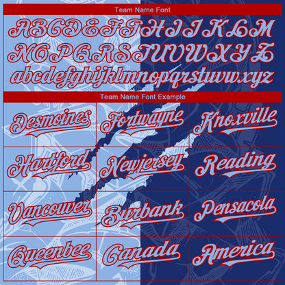 Custom Stitched Graffiti Pattern Light Blue Royal-Red 3D Scratch Sports Pullover Sweatshirt Hoodie