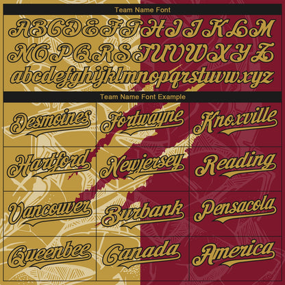 Custom Stitched Graffiti Pattern Old Gold Crimson-Black 3D Scratch Sports Pullover Sweatshirt Hoodie