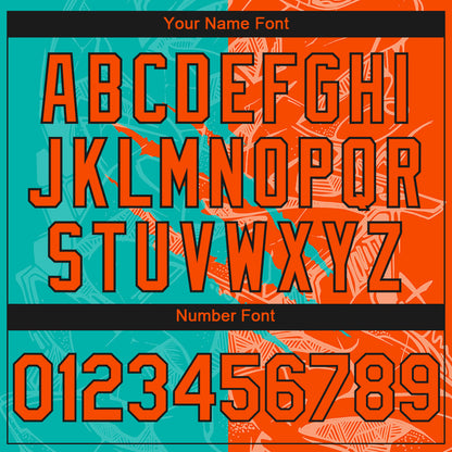 Custom Stitched Graffiti Pattern Orange Aqua-Black 3D Scratch Sports Pullover Sweatshirt Hoodie