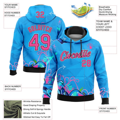 Custom Stitched Graffiti Pattern Pink Black-White 3D Hiphop Abstract Urban Street Art Sports Pullover Sweatshirt Hoodie