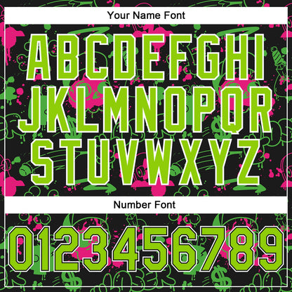 Custom Stitched Graffiti Pattern Neon Green Black-White 3D Abstract Grunge Art Sports Pullover Sweatshirt Hoodie