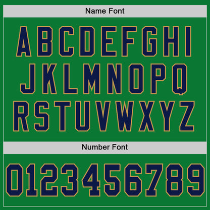 Custom Grass Green Navy-Old Gold Mesh Authentic Throwback Football Jersey