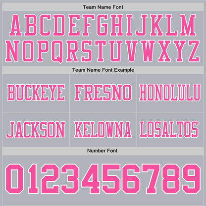 Custom Gray Pink-White Authentic Football Jersey