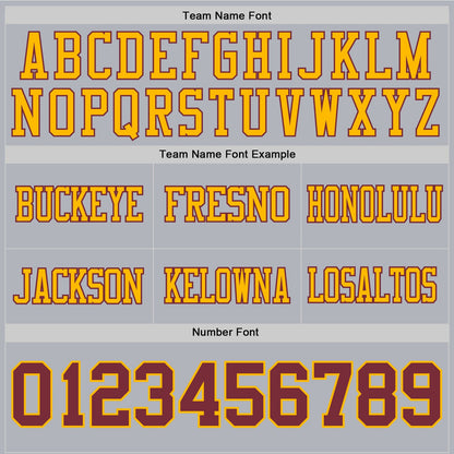Custom Gray Burgundy-Gold Authentic Football Jersey
