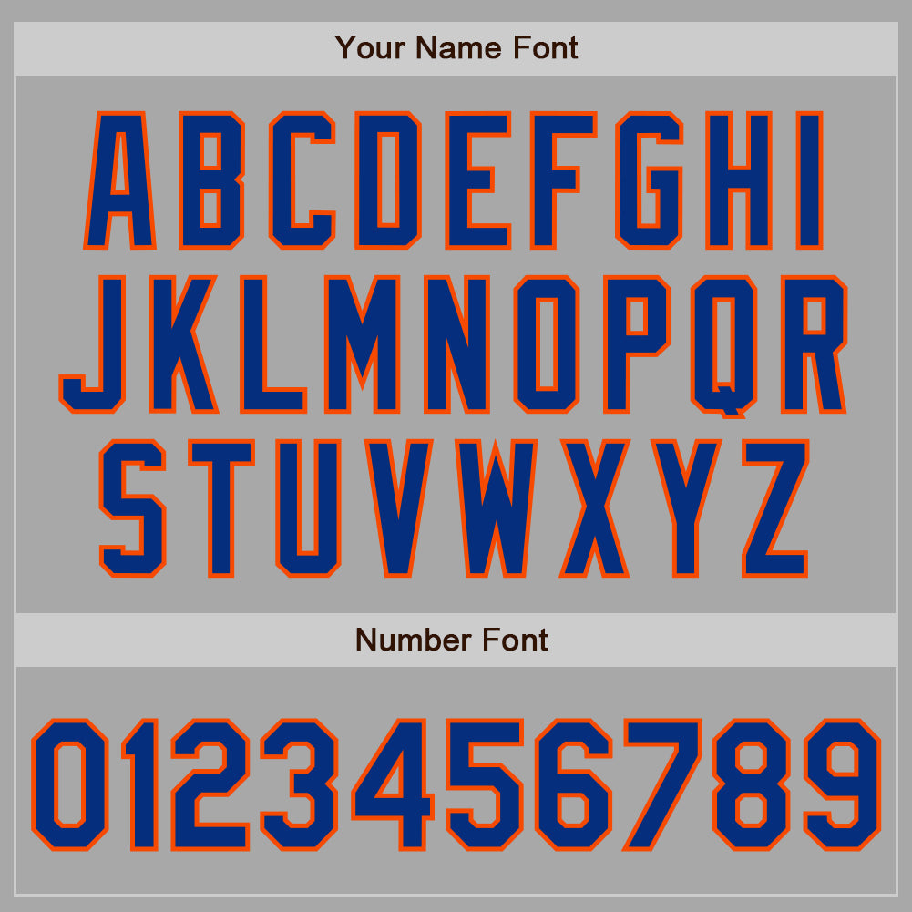 Custom Stitched Gray Royal-Orange Baseball Pullover Sweatshirt Hoodie