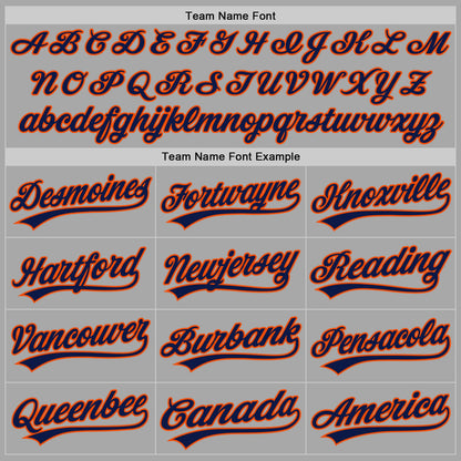 Custom Stitched Gray Navy-Orange Baseball Pullover Sweatshirt Hoodie