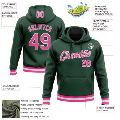 Custom Stitched Green Pink-White Sports Pullover Sweatshirt Hoodie