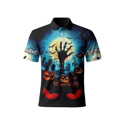 Personalized Halloween Hoodie – Scary Pumpkin Graveyard Full Moon Zip Up, Custom Choo