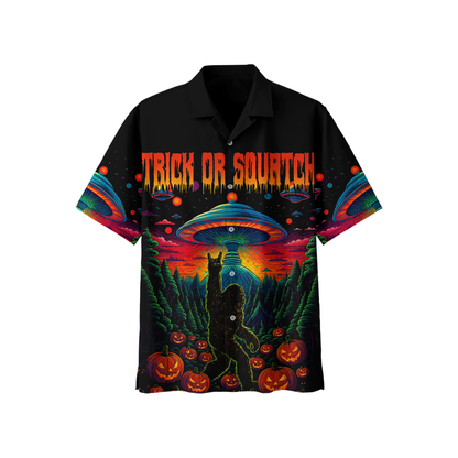 Psychedelic Bigfoot & Alien Abduction Halloween Shirt