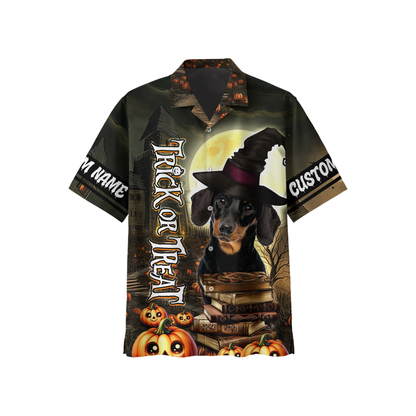 Personalized Halloween Dachshund Witch, Custom Choo