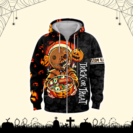 Personalized Trick Or Treat Scarecrow Pumpkin, Custom Choo