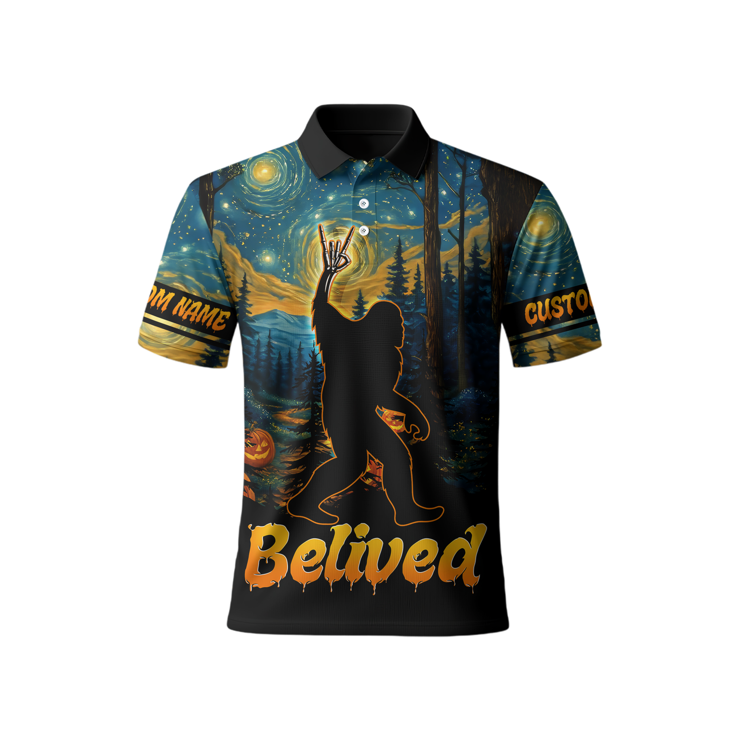 Personalized Bigfoot "Starry Night" Halloween shirt