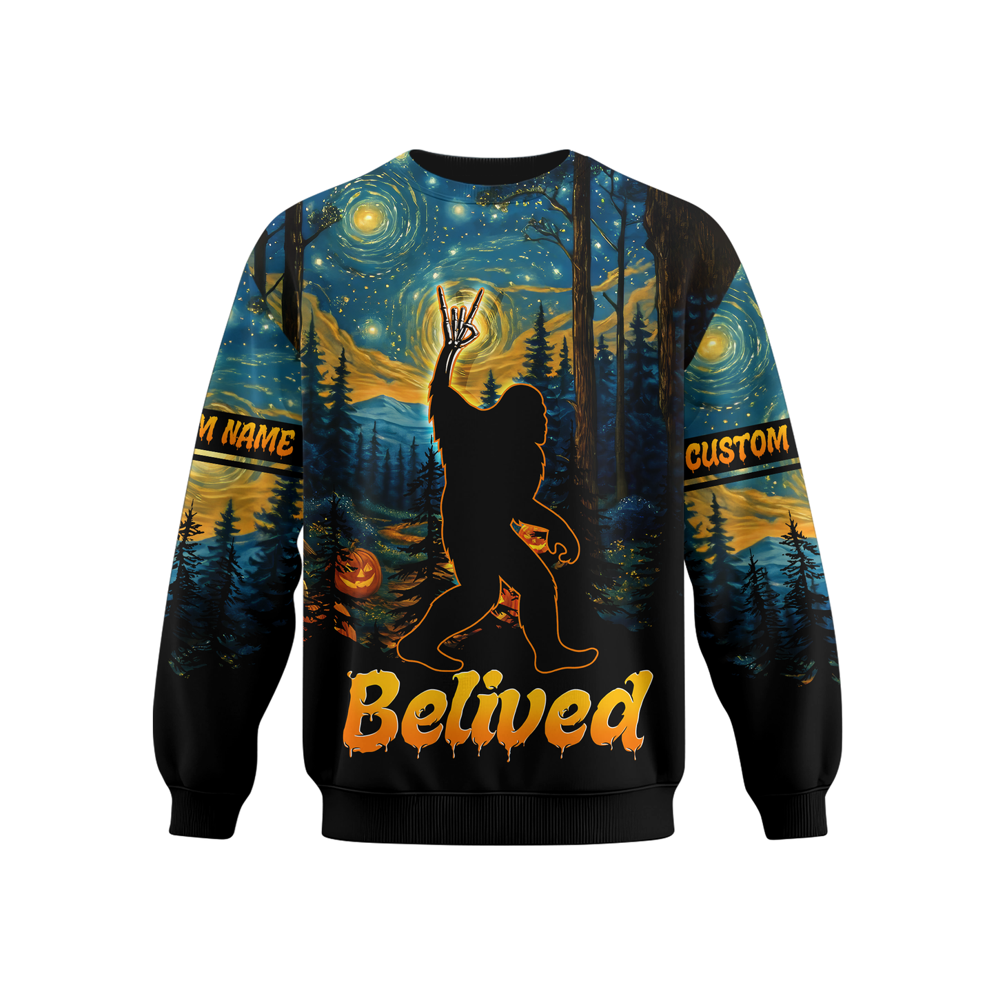 Personalized Bigfoot "Starry Night" Halloween shirt