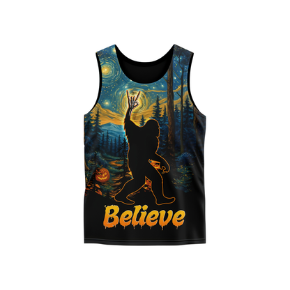 Personalized Bigfoot Believe Halloween Starry Forest Shirt, Custom Choo