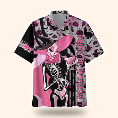 Personalized Halloween Hoodie – Drink Up Witches Pink Black Gothic Jacket, Custom Choo