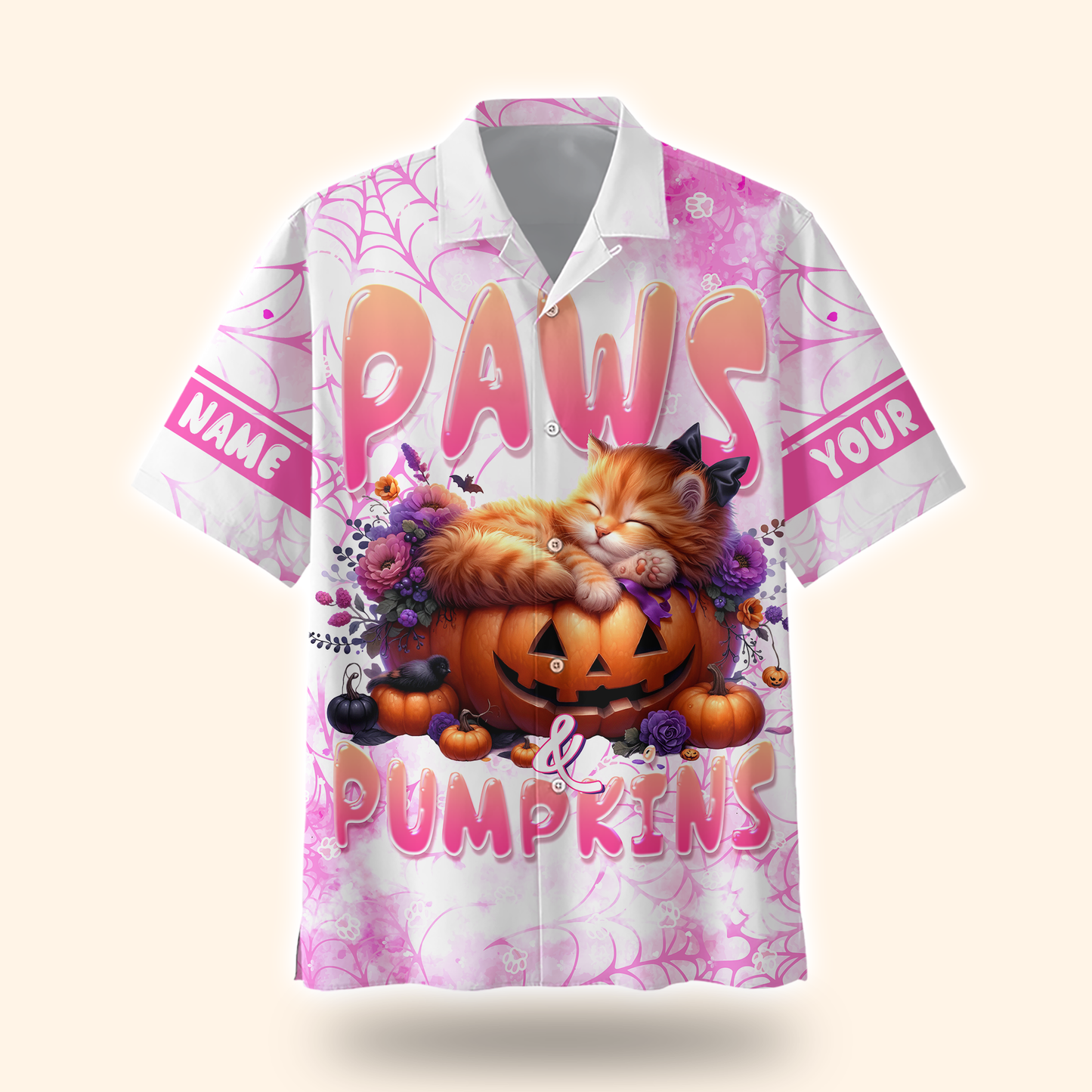 Paws & Pumpkins Cat Hoodie – Personalized Halloween Zip Up Jacket for Pet Lovers, Custom Choo