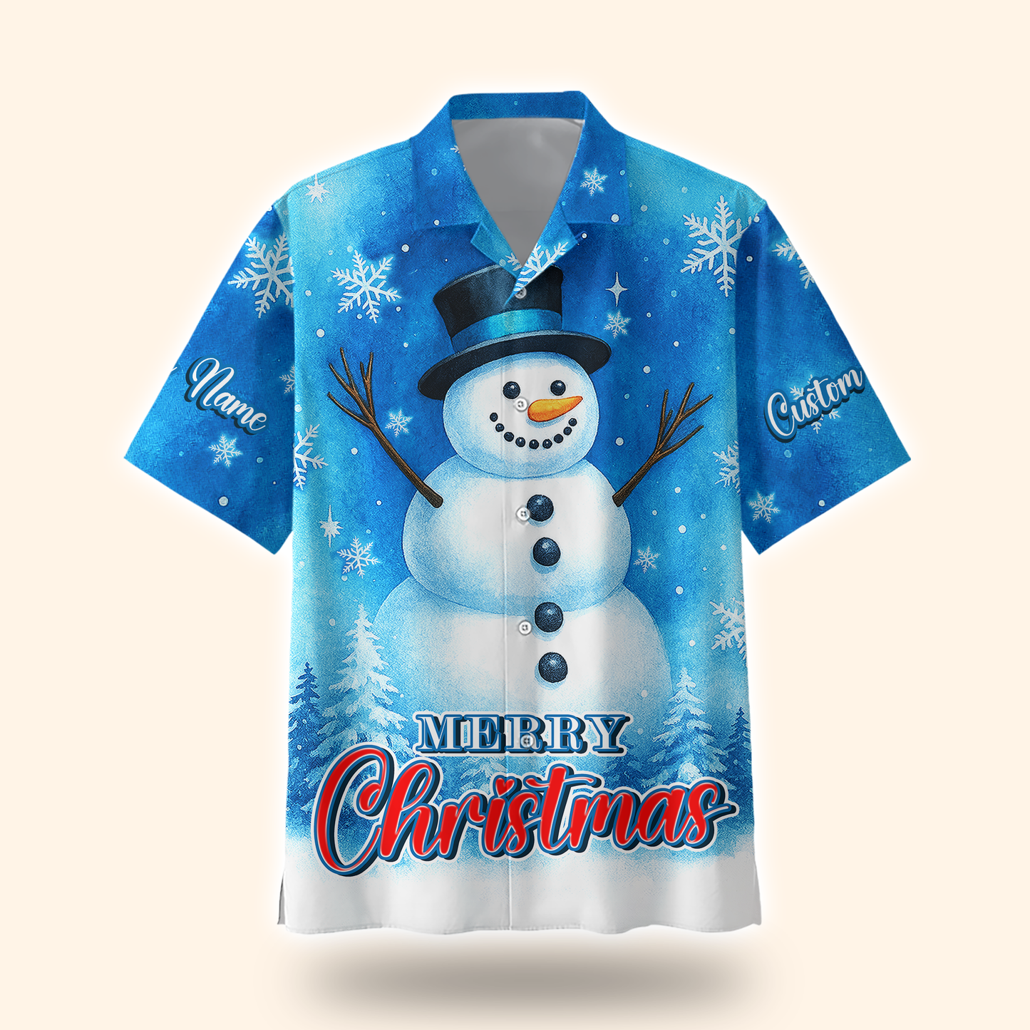 Merry Christmas Snowman Hoodie – Cute Blue Winter Zip Up