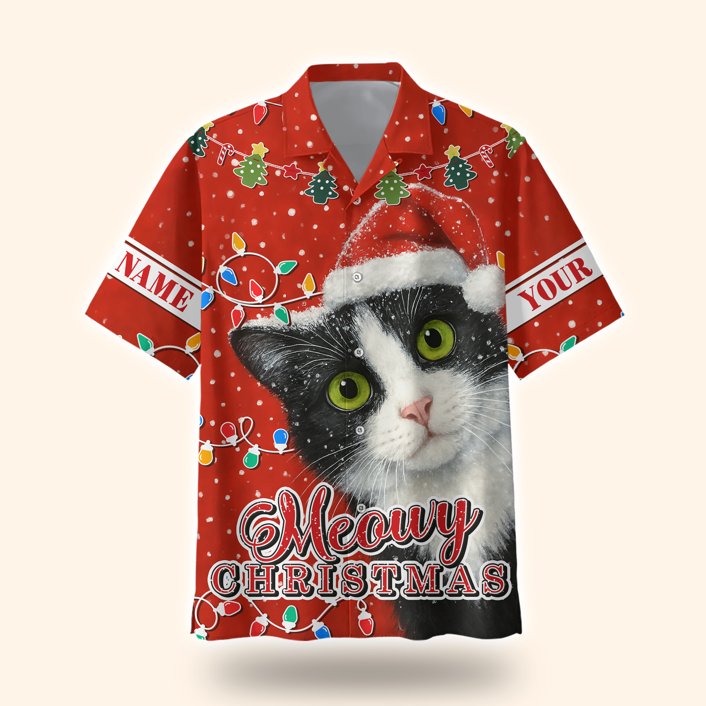 Personalized Cat Christmas Hoodie – Meowy Christmas Zip Up, Cute Holiday Gift for Cat Lovers, Custom Choo