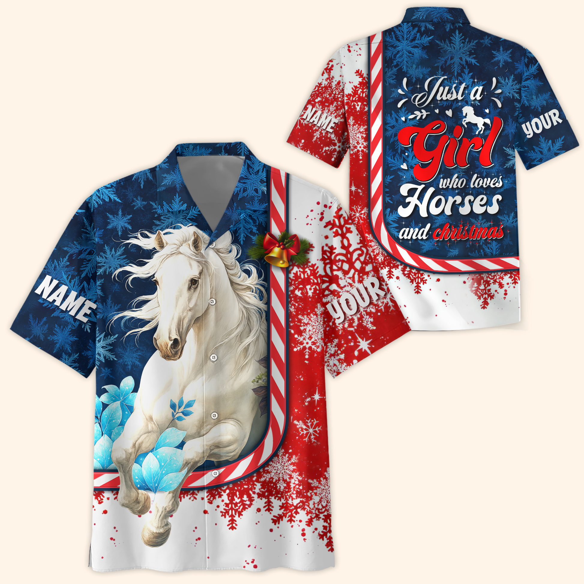 Just a Girl Who Loves Horses and Christmas Hoodie – Personalized Horse Lover Zip Up Gift, Custom Choo