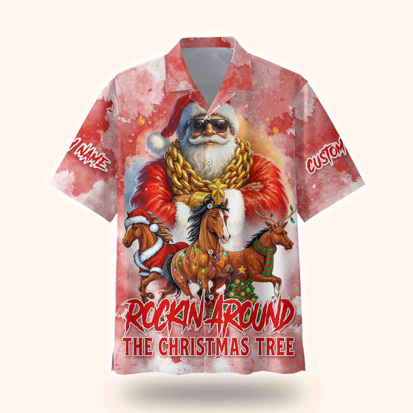 Rockin’ Around the Christmas Tree Hoodie – Funny Santa Zip Up