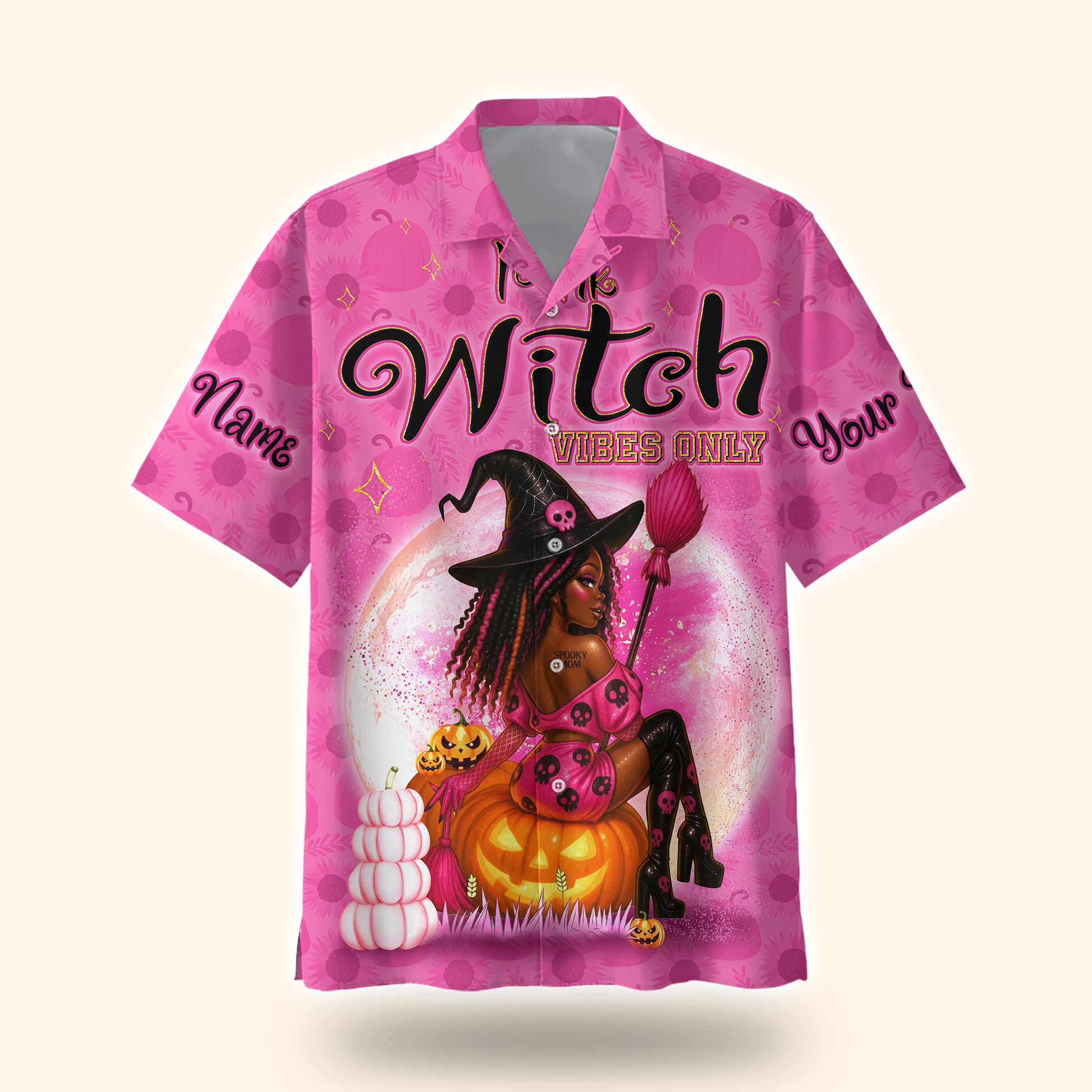 Personalized Pink Witch Hoodie – Halloween Witch Girl Pumpkin Zip Up Sweatshirt, Custom Choo