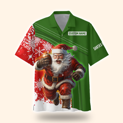 Santa Football Hoodie – Custom Name Christmas Sports Zip Up