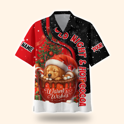 Personalized Hot Cocoa Hoodie – Cold Night Warm Wishes Christmas Zip Up