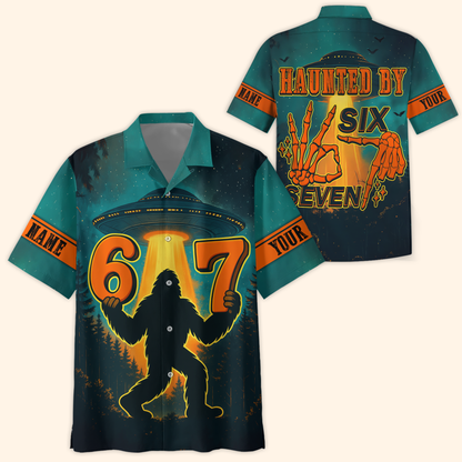 Personalized Bigfoot Hoodie – Haunted by 67 Alien UFO Halloween Zip Up, Custom Choo