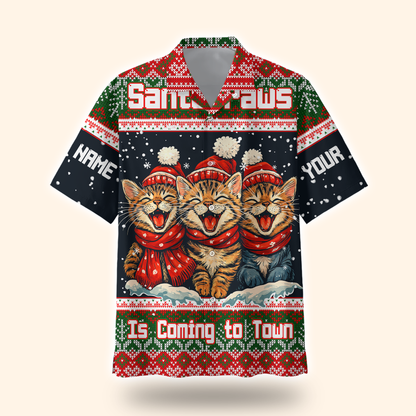 Santa Paws Is Coming to Town Hoodie – Personalized Christmas Cat Hoodie for Cat Lovers