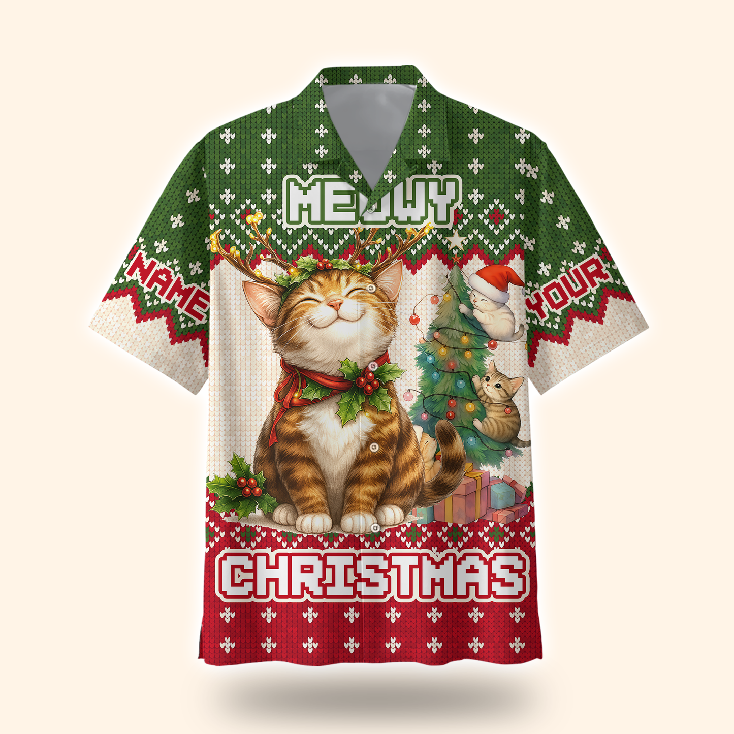Personalized Merry Christmas Cat Hoodie – Cute Holiday Zip Up, Custom Name Gift for Cat Lovers, Custom Choo