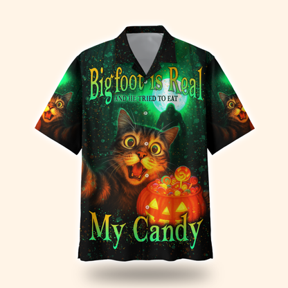Funny Cat and Bigfoot "My Candy" Halloween shirt