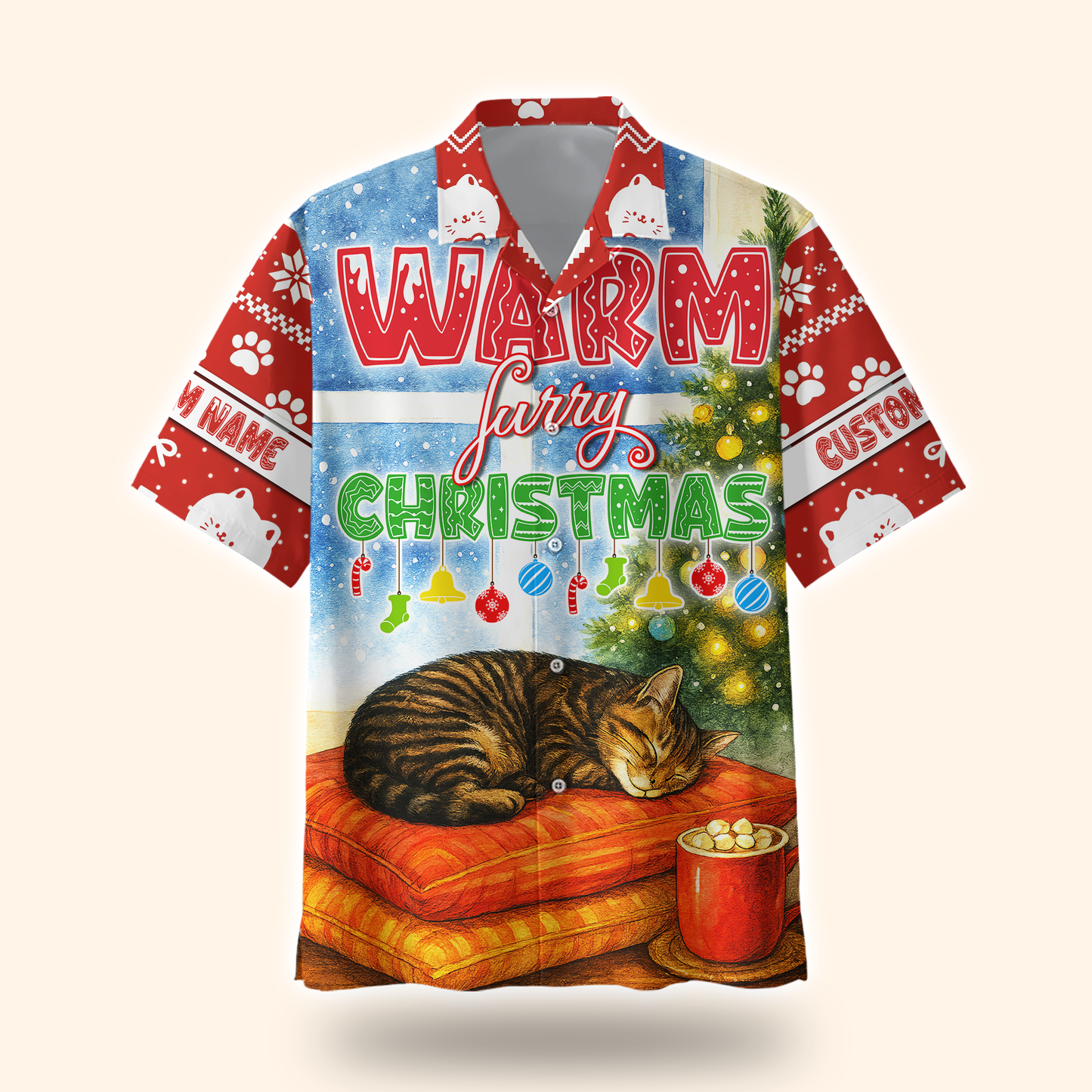 Warm Furry Christmas Hoodie – Cute Cat Lover Zip Up, Personalized Holiday Gift, Custom Choo
