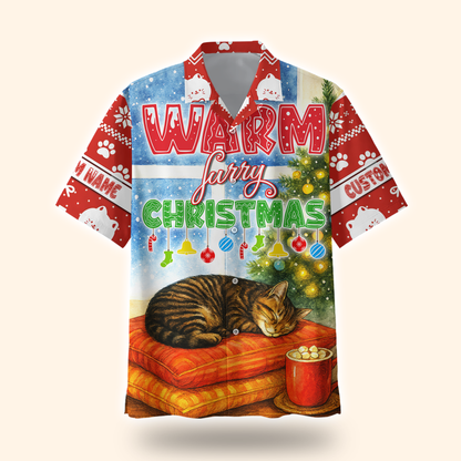 Warm Furry Christmas Hoodie – Cute Cat Lover Zip Up, Personalized Holiday Gift, Custom Choo