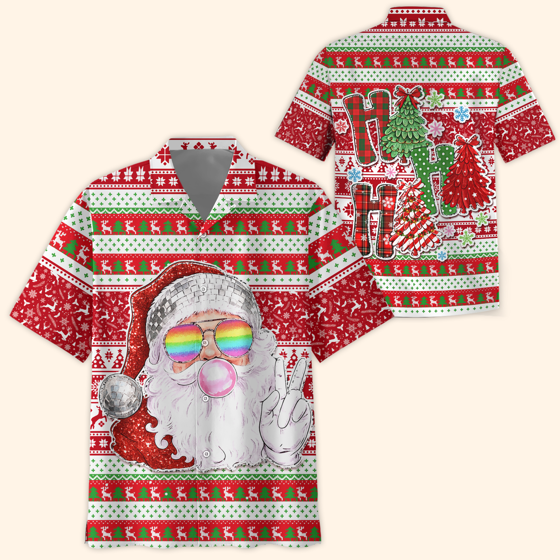 Disco Santa Christmas Hoodie – Funny Rainbow Glasses Design, Ugly Christmas Zip Up, Custom Choo