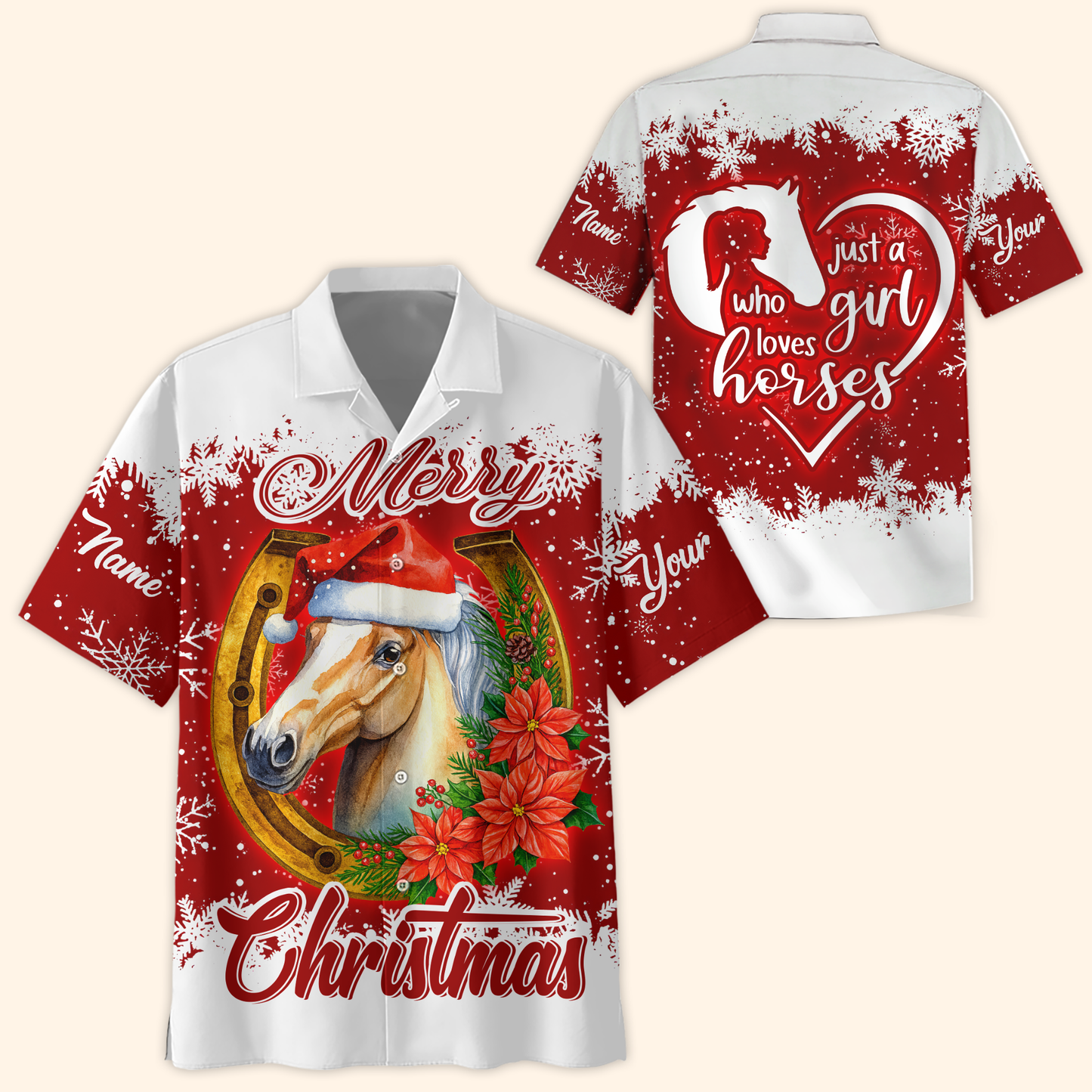 Just a Girl Who Loves Horses Christmas Hoodie – Merry Horse Lover Zip Up Sweatshirt