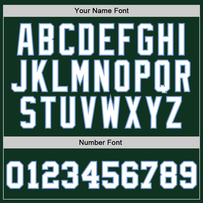 Custom Hunter Green White-Light Blue Authentic Throwback Basketball Jersey