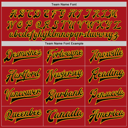 Custom Red Black-Gold Bomber Full-Snap Varsity Letterman Jacket