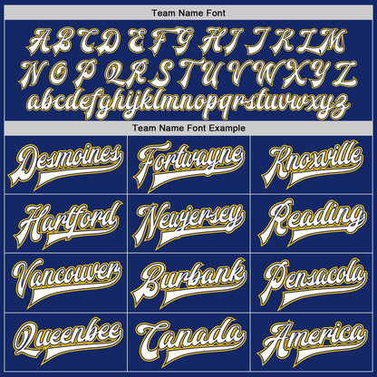 Custom Royal White Navy-Gold Bomber Full-Snap Varsity Letterman Jacket