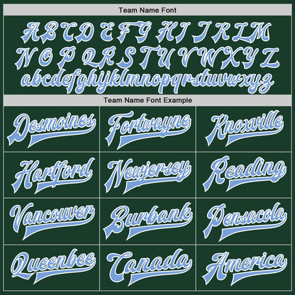 Custom Green Light Blue-White Bomber Full-Snap Varsity Letterman Jacket