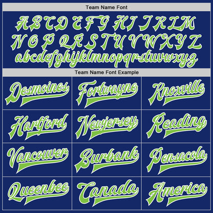 Custom Royal Neon Green-White Bomber Full-Snap Varsity Letterman Jacket