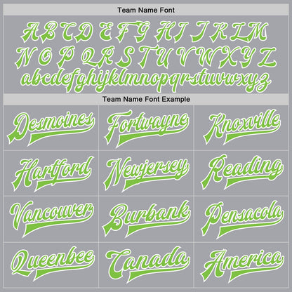 Custom Gray Neon Green-White Bomber Full-Snap Varsity Letterman Jacket