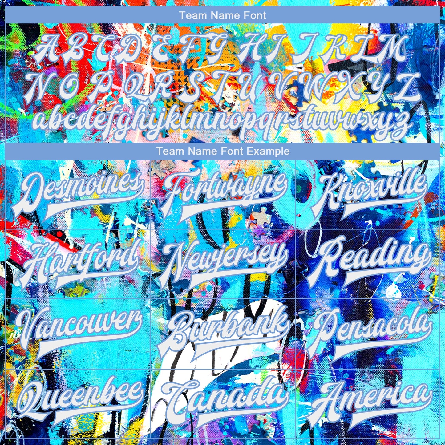 Custom Graffiti Pattern White-Light Blue Abstract 3D Bomber Full-Snap Varsity Letterman Jacket