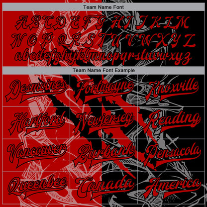 Custom Graffiti Pattern Red-Black Scratch 3D Bomber Full-Snap Varsity Letterman Jacket