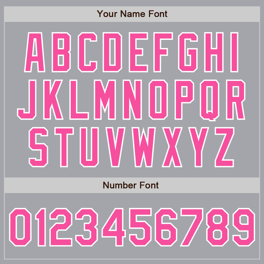 Custom Gray Pink-White Bomber Full-Snap Varsity Letterman Two Tone Jacket