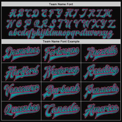 Custom Black Pink-Teal Bomber Full-Snap Varsity Letterman Two Tone Jacket