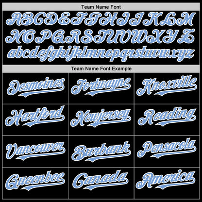 Custom Black Light Blue-White Bomber Full-Snap Varsity Letterman Two Tone Hoodie Jacket